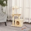 Afbeelding van PawHut Krabpaal met sisal en pluche kattenspeelgoed, 80 cm hoog, beige