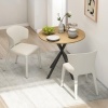 Afbeelding van HOMCOM Ronde Eettafel voor 2 Personen in Industriële Stijl, Ø 80 x 75 cm, Eikenhout
