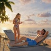 Afbeelding van Outsunny Set van 2 verstelbare strandmatten met hoofdkussen en opbergtas, donkergrijs