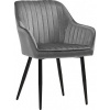 Afbeelding van SONGMICS eetkamerstoel, fluweel Fauteuil met Armleuningen, Lichtgrijs