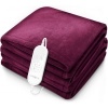 Afbeelding van Sinnlein® pluche warmtedeken 160 x 120 cm Bordeaux | elektrische deken met timer en 9 standen