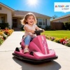 Afbeelding van AIYAPLAY Autoscooter voor kinderen, 6V, 2 motoren, 360° draaibaar, roze met muziek en claxon