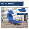 Afbeelding van Outsunny Verstelbare Loungestoel voor Buiten met Zonnescherm - Blauw