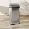 Afbeelding van HOMCOM Sensorafvalemmer 48L RVS met Soft-Close, vingerafdrukbestendig voor kantoor en keuken