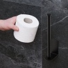 Afbeelding van Zelfklevende toiletrolhouder voor 2 rollen - Hangend - Muur - RVS - Zwart