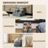 Afbeelding van PawHut 3-traps honden- en katentrap voor bed en bank, tot 5 kg, pluche, lichtgrijs