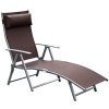 Afbeelding van Outsunny Inklapbare Zonneligstoel met Kussen - Bruin, 137 x 63,5 x 100,5 cm