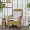 Afbeelding van Outsunny Rieten Schommelstoel Staal, PE-rattan, polyester 69L x 92B x 100H cm Geel + Lichtgrijs