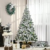 Afbeelding van HOMCOM Kunstkerstboom Groen/Wit 105L x 105B x 180H cm van Kunststof en Staal