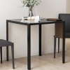 Afbeelding van HOMCOM Eettafel van staal met gehard glas 75x75x75 cm Zwart