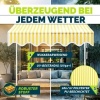 Afbeelding van Tillvex Balkonluifel met handslinger, UV-bestendig en in hoogte verstelbaar (Geel/Wit, 200 cm)