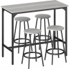 Afbeelding van HOMCOM Bartafelset - MDF en Metaal - 110L x 50B x 89,5H cm - Grijs