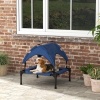 Afbeelding van PawHut Verhoogd Hondenbed met Luifel, Buitenbed voor Kleine en Middelgrote Honden Donkerblauw 76 x 6