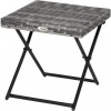 Afbeelding van Outsunny Bijzettafel van staal en polyrattan - 40x40x40 cm - Grijs