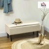 Afbeelding van HOMCOM Opbergzitbank met opklapbaar deksel, fluweel, crème, 95 x 38 x 45 cm