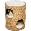 Afbeelding van PawHut Kratztonne 50 cm - Katzentoren met 2 holen en kussen, waterhyacint, voor katten tot 3,5 kg, l