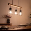 Afbeelding van Globo - hanglamp Mina - natuurlijk zwart - hout en metaal - grote eettafel lamp - E27