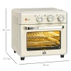 Afbeelding van HOMCOM mini-oven 20L, 5-in-1 pizzaoven met bakplaat, frituurmand en timer, crèmewit