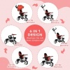 Afbeelding van HOMCOM 6-in-1 opvouwbare driewieler met duwstang en zonnedak, voor kinderen 1-5 jaar, blauw