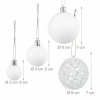 Afbeelding van Set van 50 onbreekbare kerstballen - plastic - wit - ∅ 3, 4 & 6 cm
