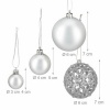 Afbeelding van Set van 50 onbreekbare kerstballen - plastic - zilver - ∅ 3, 4 & 6 cm