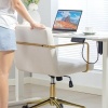 Afbeelding van HOMCOM Bureaustoel Polyester en Staal Crèmewit 64x57x80-90 cm