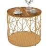 Afbeelding van Outsunny Salontafel van Acaciahout en PE-rotan - Ø50 x 47,5 cm - Teakkleur