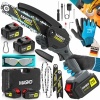 Afbeelding van MASKO® Mini-kettingzaag met accu 8000 mAh | Handkettingzaag 6 inch elektrisch met 2 accu's 4000 mAh 