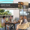 Afbeelding van Outsunny Rattan Tuinmeubelset - Acaciahout, PE-Rattan - 140L x 80B x 74H cm - Natuurlijk+Khaki