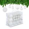 Afbeelding van Set van 50 onbreekbare kerstballen - plastic - wit - ∅ 3, 4 & 6 cm