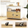 Afbeelding van HOMCOM Keukentrolley met werkblad, laden, soft-close deur en handgreep, 107x50x85cm, eiken