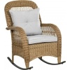 Afbeelding van Outsunny Rieten Schommelstoel Staal, PE-rattan, polyester 69L x 92B x 100H cm Geel + Lichtgrijs