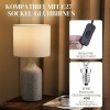 Afbeelding van HOMCOM Vintage Tafellamp met Keramische Voet en Linnen Kap, Zandbruin+Wit
