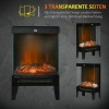 Afbeelding van HOMCOM Elektrische openhaard van staal met gehard glas - 40,5L x 20B x 62H cm - Zwart