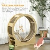 Afbeelding van PawHut Kattenloopwiel 91 cm met rem, krabplank voor gezonde beweging en ontspanning, eik