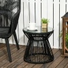 Afbeelding van Outsunny Ratten Bijzettafel van IJzer, PE-Rattan, Zwart Glas