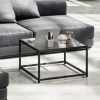 Afbeelding van HOMCOM Salontafel van gehard glas en staal, 68x68x39 cm, zwart