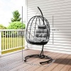 Afbeelding van Outsunny Rattan Hangstoel Zwart, Staal en PE-Rattan 102x102x195 cm