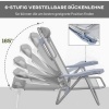 Afbeelding van Outsunny Aluminium Strandstoel, mesh-stof - 62L x 65B x 80H cm - Lichtgrijs