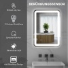 Afbeelding van HOMCOM Badspiegel met Verlichting 50 x 70 cm met 3 Lichtkleuren Zilver