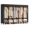 Afbeelding van SONGMICS Kledingkast, draagbare kast met stoffen hoes, 5 hangrails en 10 planken, inktzwart
