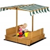 Afbeelding van Outsunny Kinderen Zandbak van Dennenhout, 106x106x115 cm, Lichtbruin, Groen en Wit