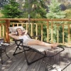 Afbeelding van Outsunny Metalen Ligstoel, Beige Gaasstof