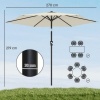 Afbeelding van Outsunny Tuinparasol - Metaal, Polyester - Ø270 x 219H cm - Crème