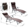 Afbeelding van Outsunny Inklapbare Zonneligstoel met Kussen - Bruin, 137 x 63,5 x 100,5 cm