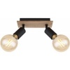 Afbeelding van Plafondlamp Spot Hout 2-vlammen Draaibaar Zwart Bruin E27 21x9x11 cm