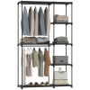 Afbeelding van HOMCOM Draagbare Stoffen Kast met Kledingstang en Planken, Zwart, 111 x 43 x 185 cm