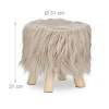 Afbeelding van Krukje met vacht en 4 houten pootjes - gepolsterd - bruin - HxØ 31x31 cm