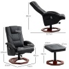 Afbeelding van HOMCOM massagestoel met voetenbank, relaxligstoel en 360° draaifunctie