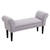 Afbeelding van HOMCOM halbank met zeildoek en armleuning 102 x 36 x 51 cm grijs-wit
